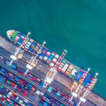 A cargo ship in the port loading and unloading of the container.